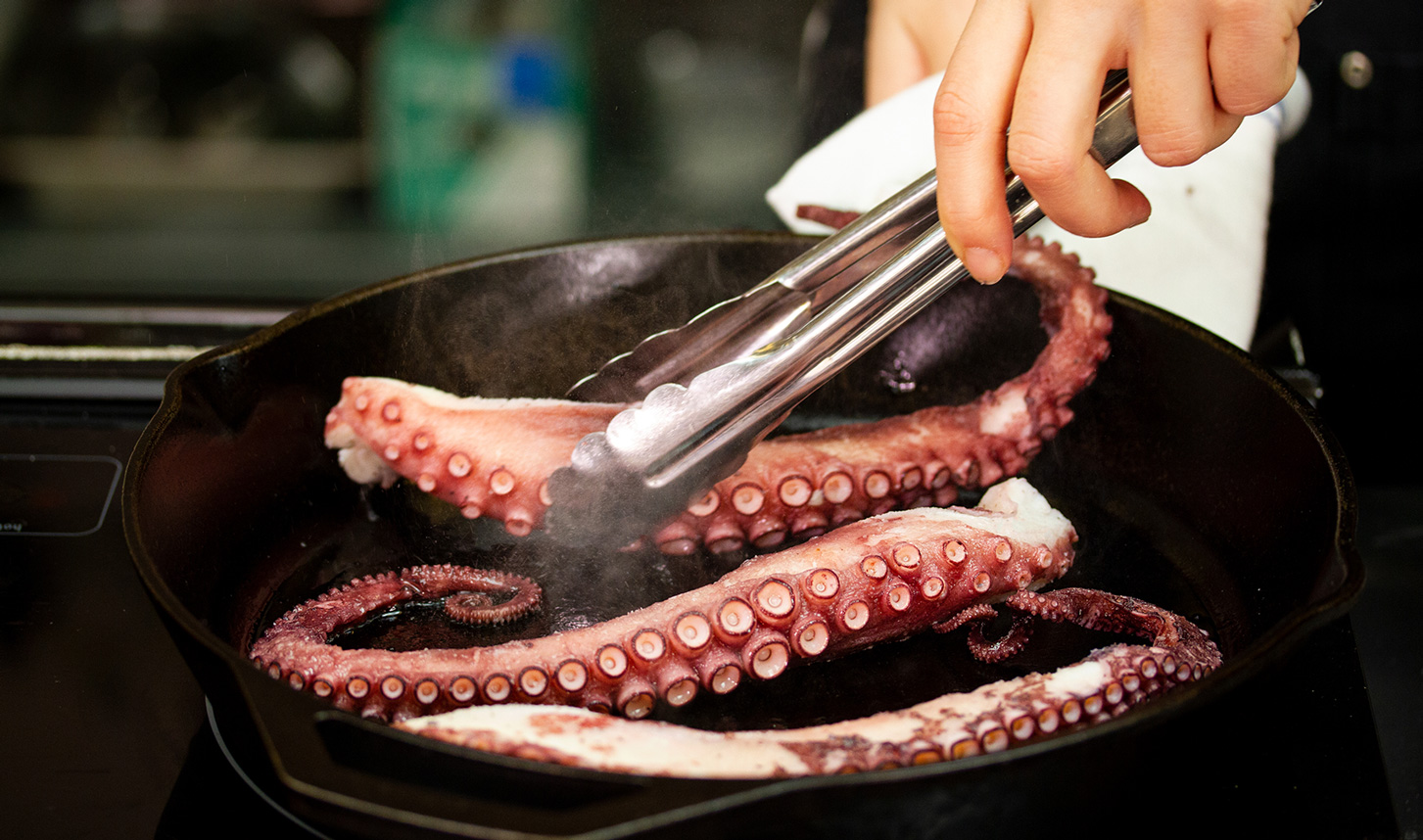Grilled octopus legs